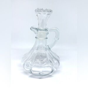 Vintage Clear Glass Cruet with Handle & Stopper AS-IS Chip — Parts or Display